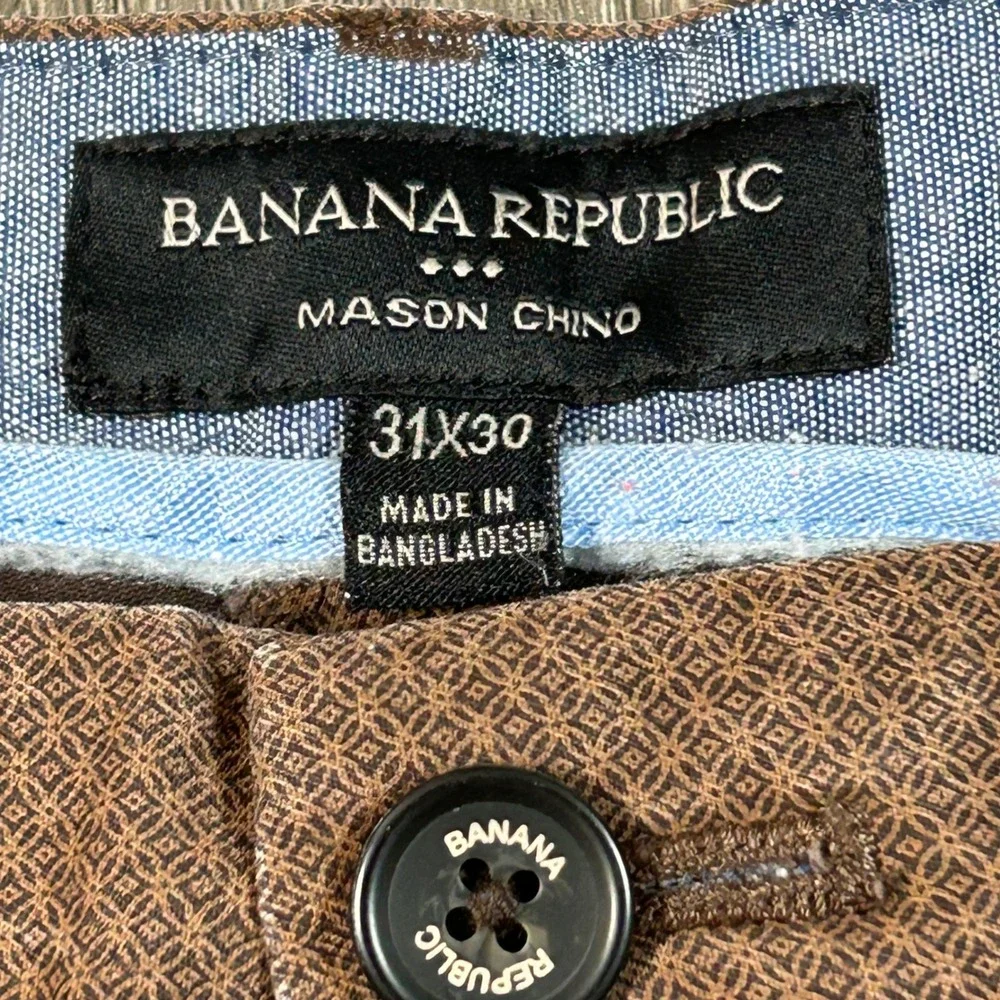 Banana Republic Mason Chino 31x30 (Fits 31X29) Brown Geometric Print Pants